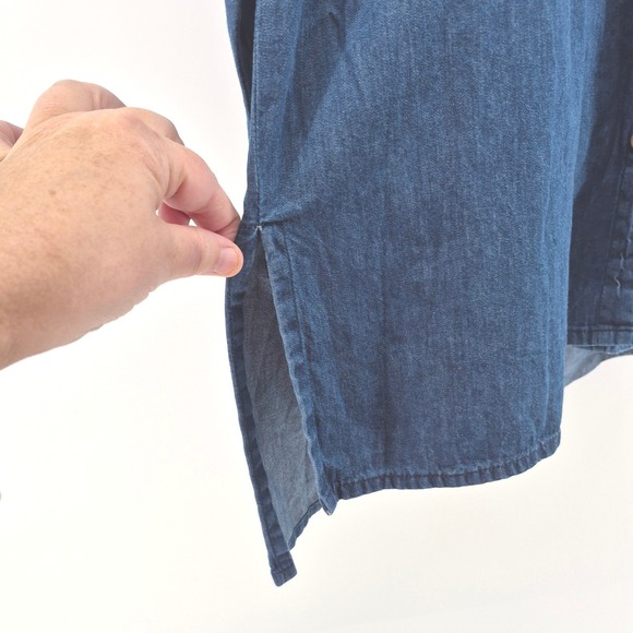 Roper Womens Embroidered Denim Tunic Shirt Blue Cactus Aztec Sz M Boho Western - Picture 7 of 13